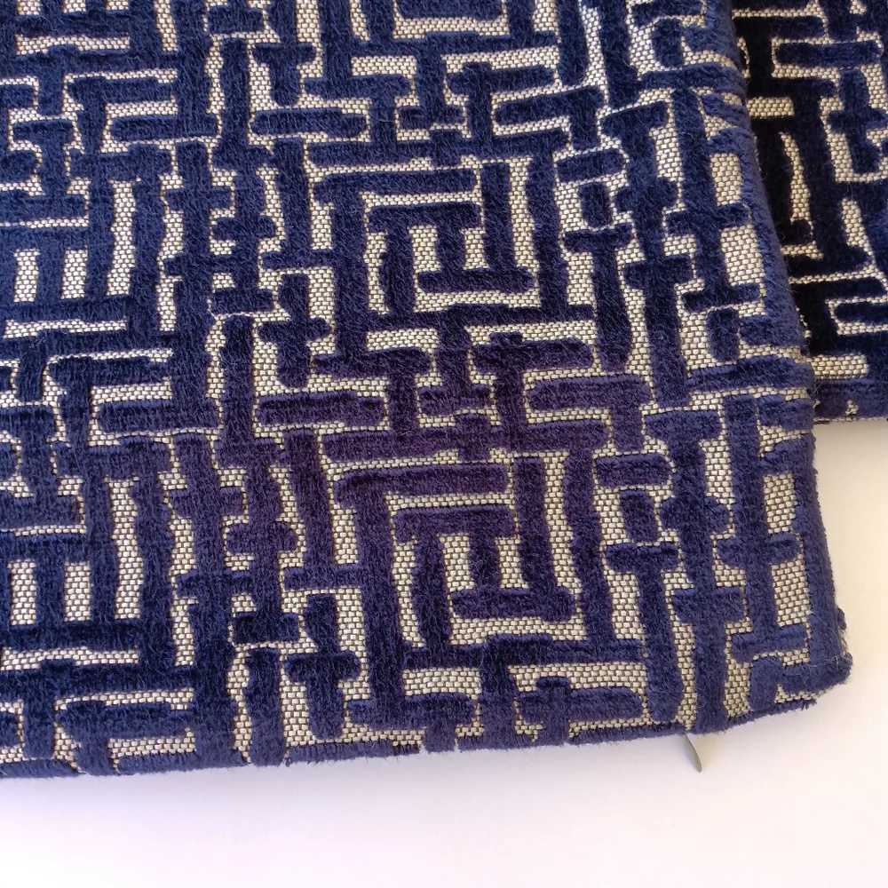 West Elm Allover Crosshatch Jacquard Velvet Throw Pillow Navy & Gray 20